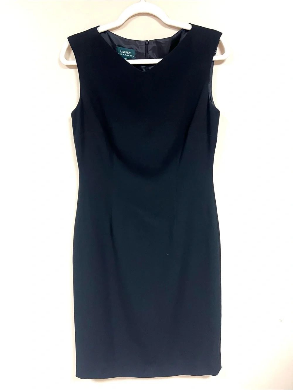 Lauren Ralph Lauren Classic Black Sleeveless Midi Sheath Dress